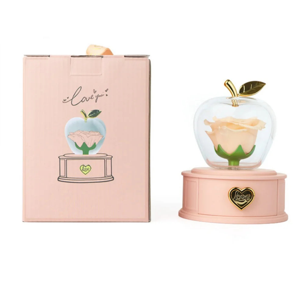 Plastic Preserved Rose with Necklace Eternal Rose Gifts Flower Jewelry Box Present for Valentines' Day Mother's Day Party Decors