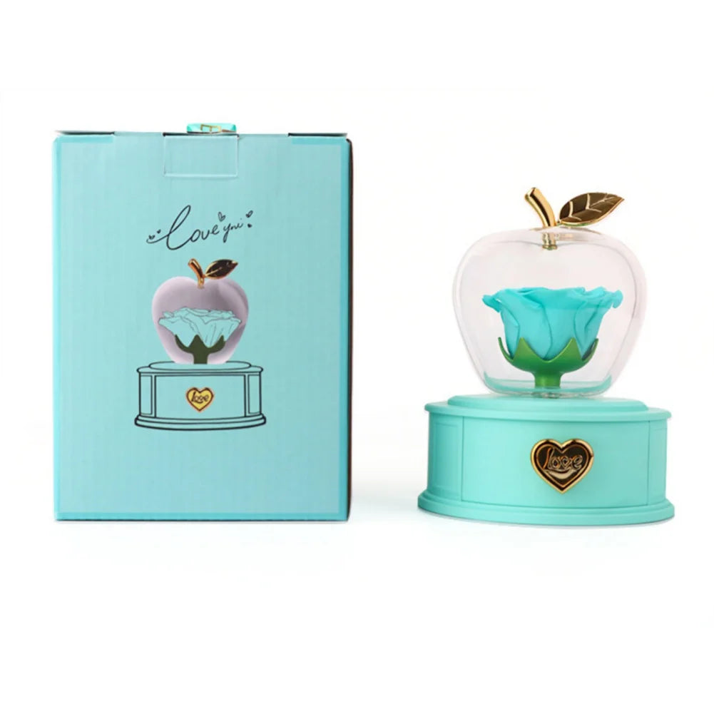 Plastic Preserved Rose with Necklace Eternal Rose Gifts Flower Jewelry Box Present for Valentines' Day Mother's Day Party Decors